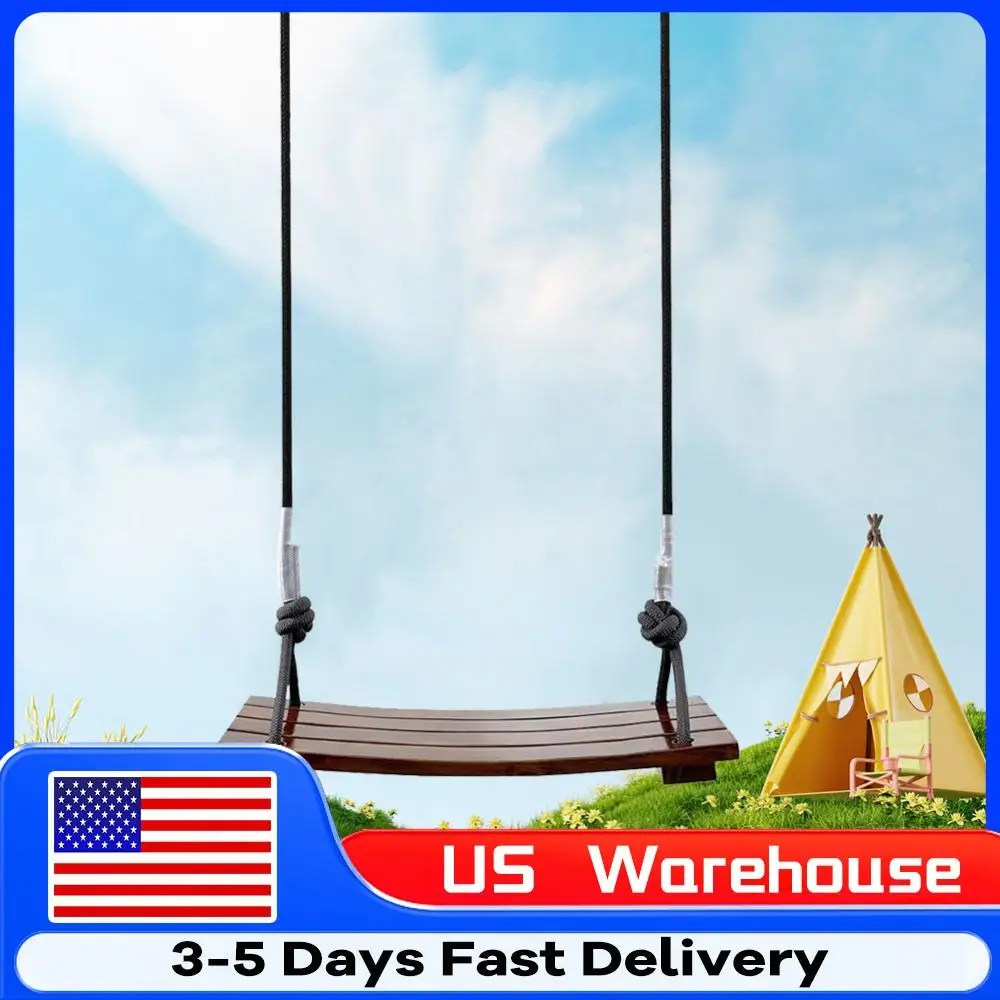 

Solid Wood Swing Wooden Swing Seat Maximum Load 440Lbs Curved Swing Adjustable Rope Length Outdoor Rope Swing for Kids Adults