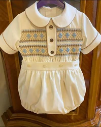 0-6Y Boy Summer White Smocked Outfit Suit for Birthday Party Photograph A87