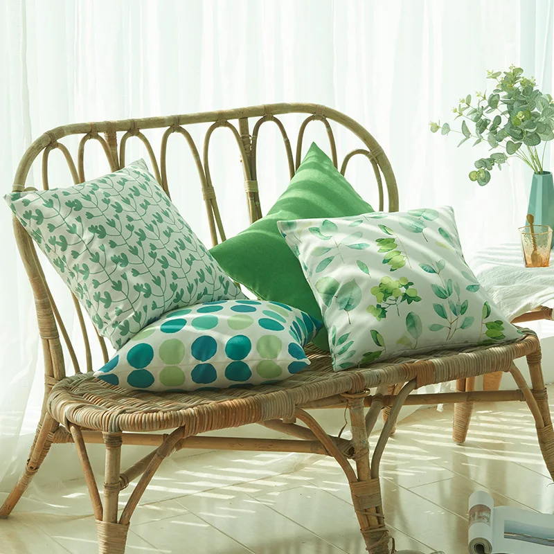 1/2pcs 45x45cm Outdoor Waterproof Green Pillow Covers Decorative Square Cushion Cases for Garden Leave Modern Home Decor