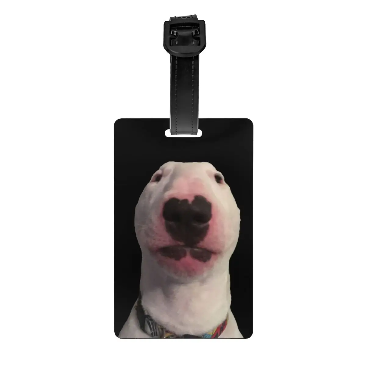 Etiquetas de equipaje personalizadas para maletas, cubierta de privacidad, tarjeta de identificación con nombre, perro Bull Terrier, divertida