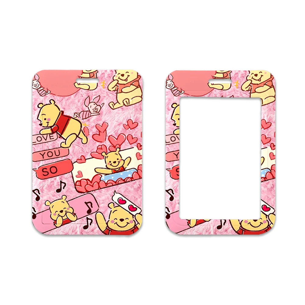 Lovely Cartoon Card Holder Winnie Cute Pooh Bear School Student Keychain Bus Card Case Anime Kids