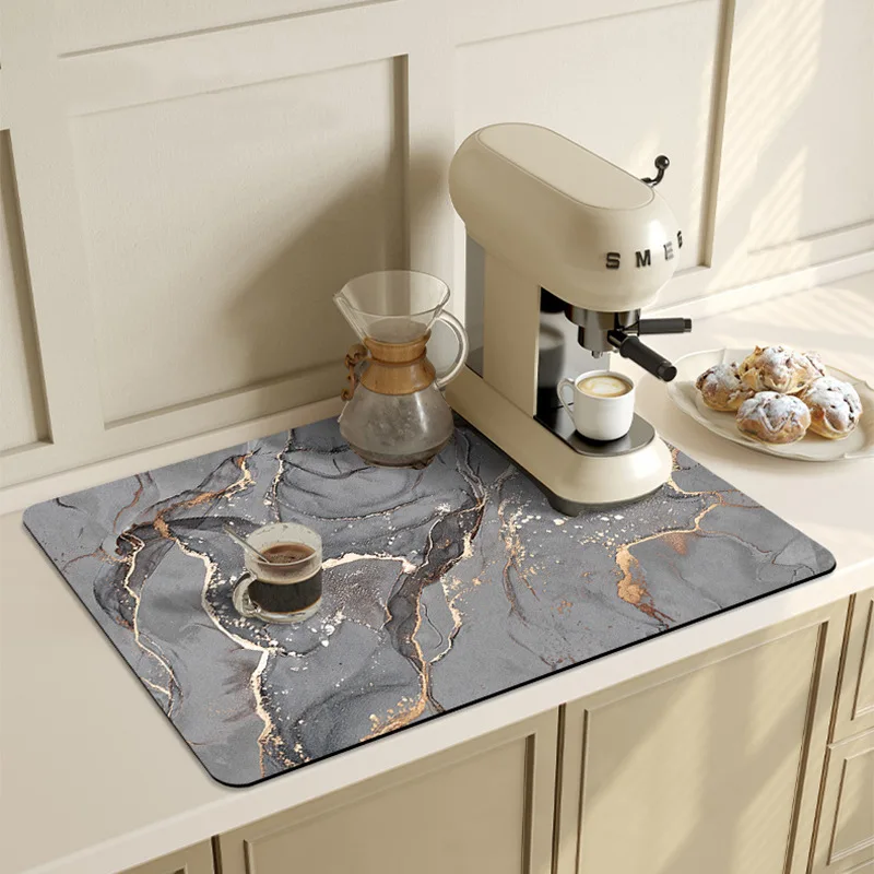 

Absorbent Non-Slip Coffee Maker, Kitchen Bowl Plate, Bar Drain Mat, Water Cup Drying Mat, Table Top, Leave-in Insulation Mat