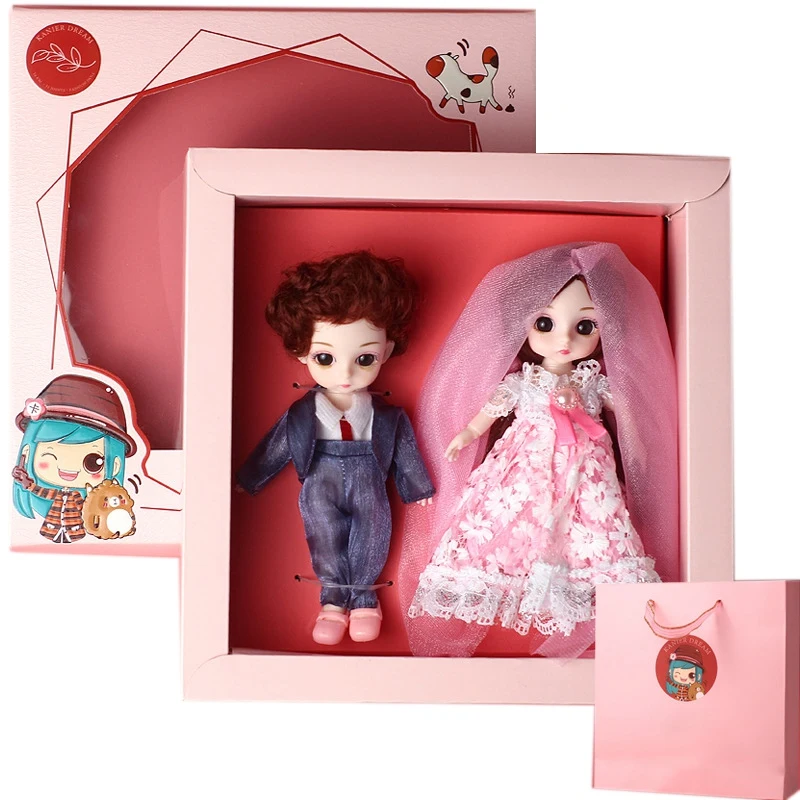 2 Pcs 16Cm Mini Baby Doll Set 13 Moveable Jointed Dolls Christmas Gift For Children's Toy