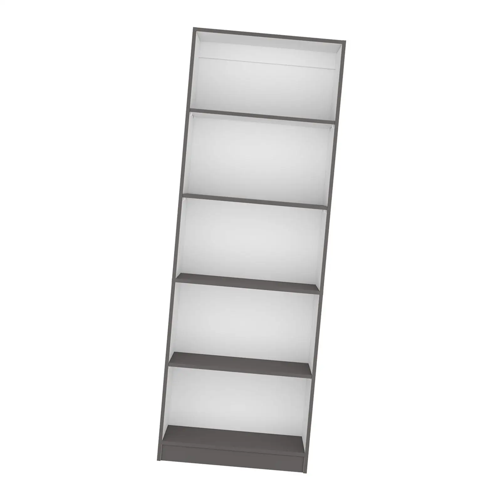 Modern 4-Tier Bookcase with Ample Storage, Matt Gray/White Finish, for