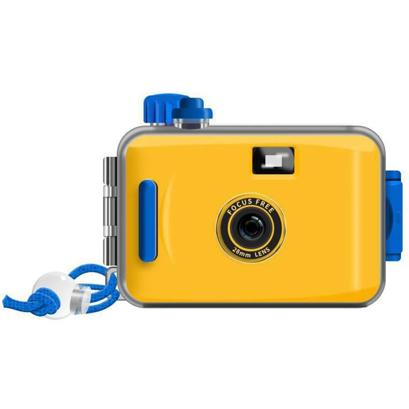 Non Disposable Camara 35mm Reusable Retro Photo Film Vintage Camera with Hand Strap 28mm Lens Waterproof for Snorkeling