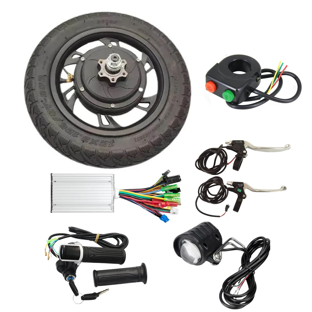 

12 Inch 36V 48V 500W Brushless Gearless Hub Motor Electric Bicycle Conversion Kit Electric Scooter Motor Kit