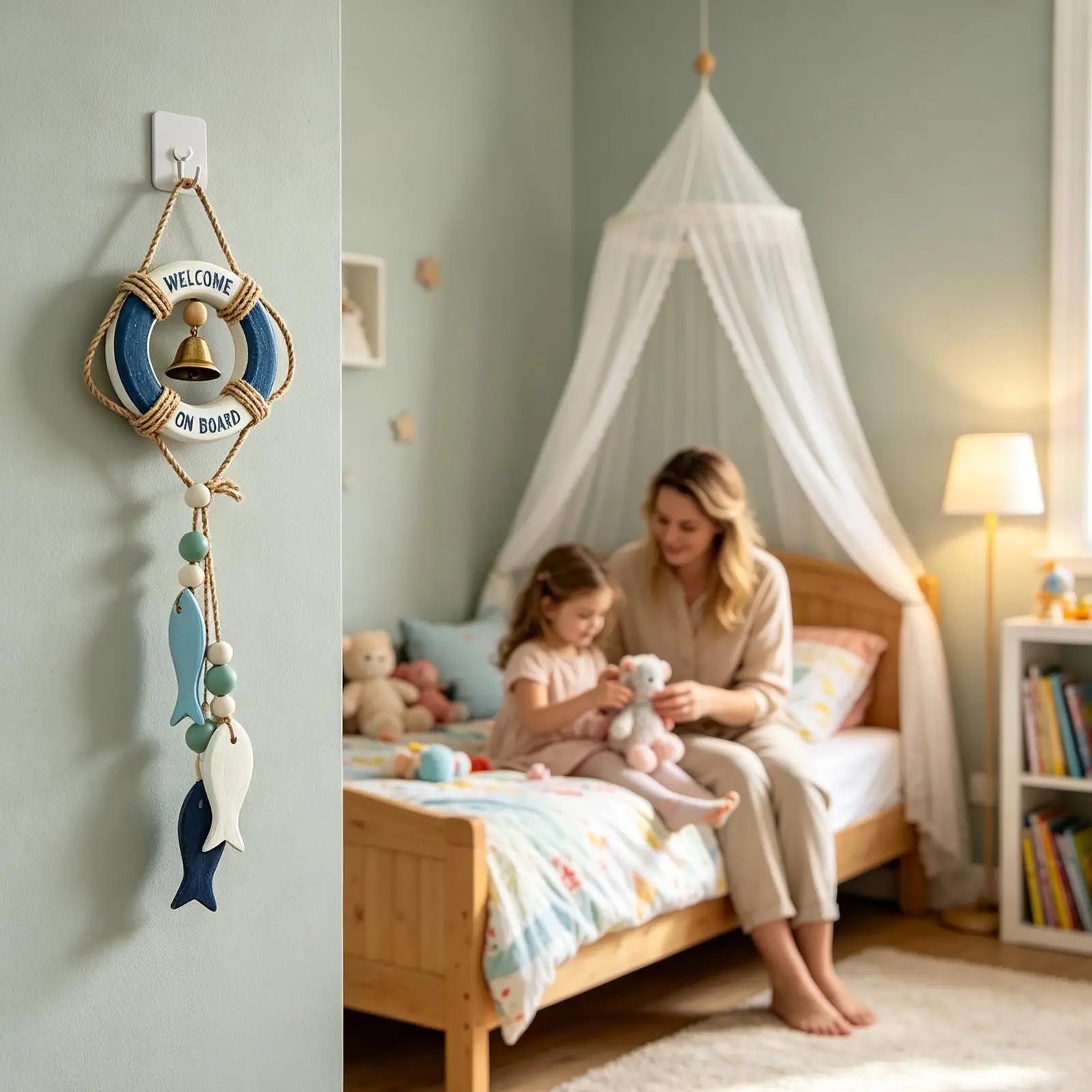 Nautical Decor For Home Hangable Life Ring Wall Ornaments With Rope And Bell Coastal Decor For Bedroom Entryway Restaurant Cafe