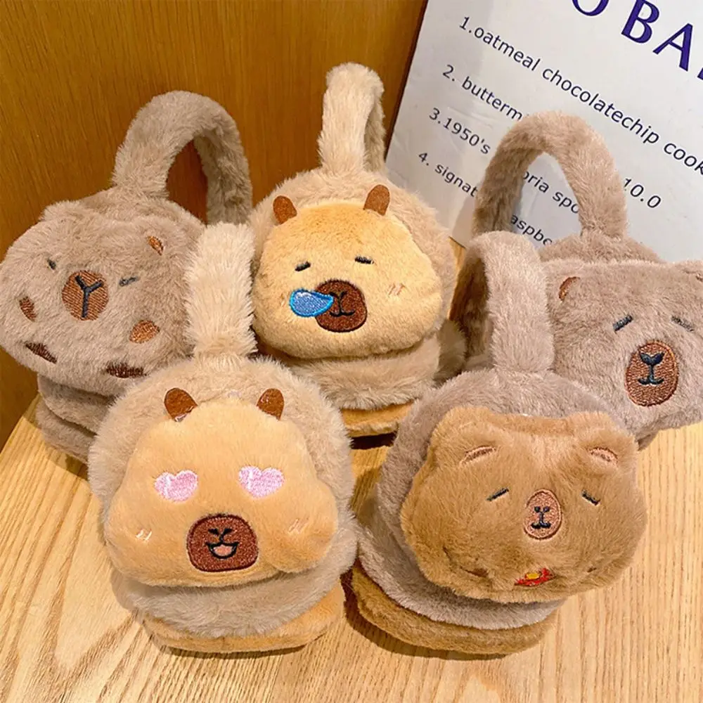 New Capybara Ear Warm Earmuffs Cartoon Plush Ear Cover Warmth Windproof Soft Winter Earflaps Kids