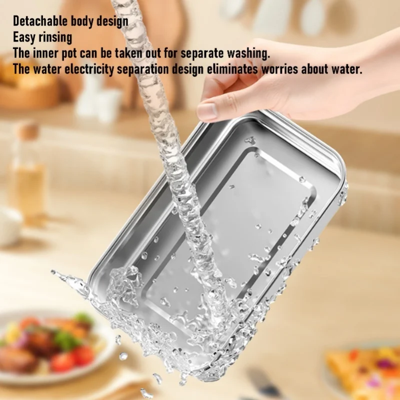Electric Lunch Box 304 Stainless Steel Digital Display USB Quick Heated Lunch Box for Office Travel image 3
