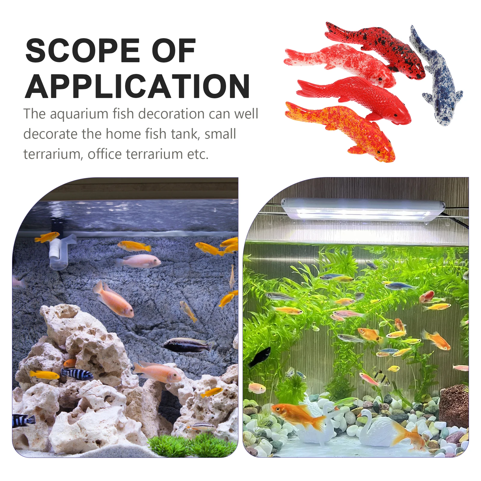 

5pcs Resin Koi Decorations Realistic Fake Aquarium Tank Floating Figures Fish Tank Supplies Compact Goldfish Ornaments for Home