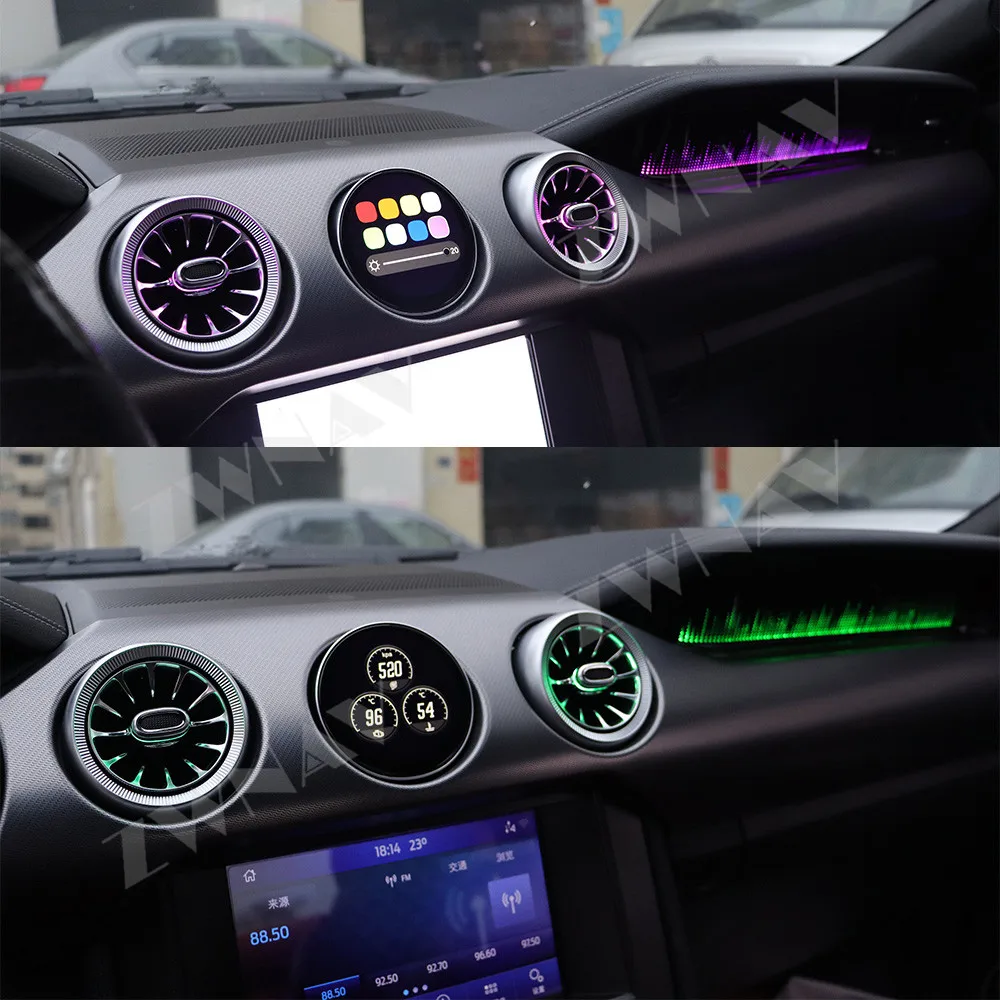 Digital mini Instrument Cluster For Ford Mustang Virtual LCD Dashboard Panel Co-pilot Ambient light Turbine Air outlet light