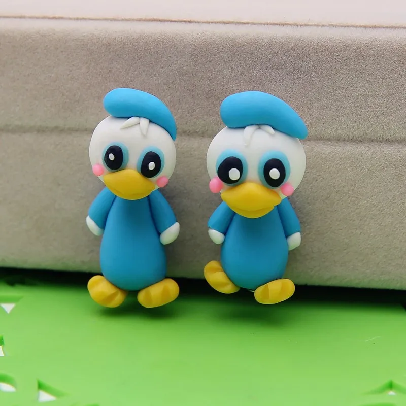 TTPAIAI 30 Brand 100% Handmade Polymer Clay Cartoon Donald Duck Stud Earrings Fashion Jewelry  3d Animal Earrings For Women Girl view 4