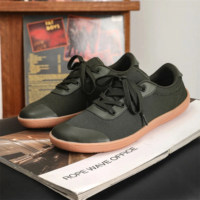 Green Mesh Sneakers Male  Summer Wide Barefoot Shoes for Men Outdoor Minimalist Walking Sneakers Breathable Comfortable 48