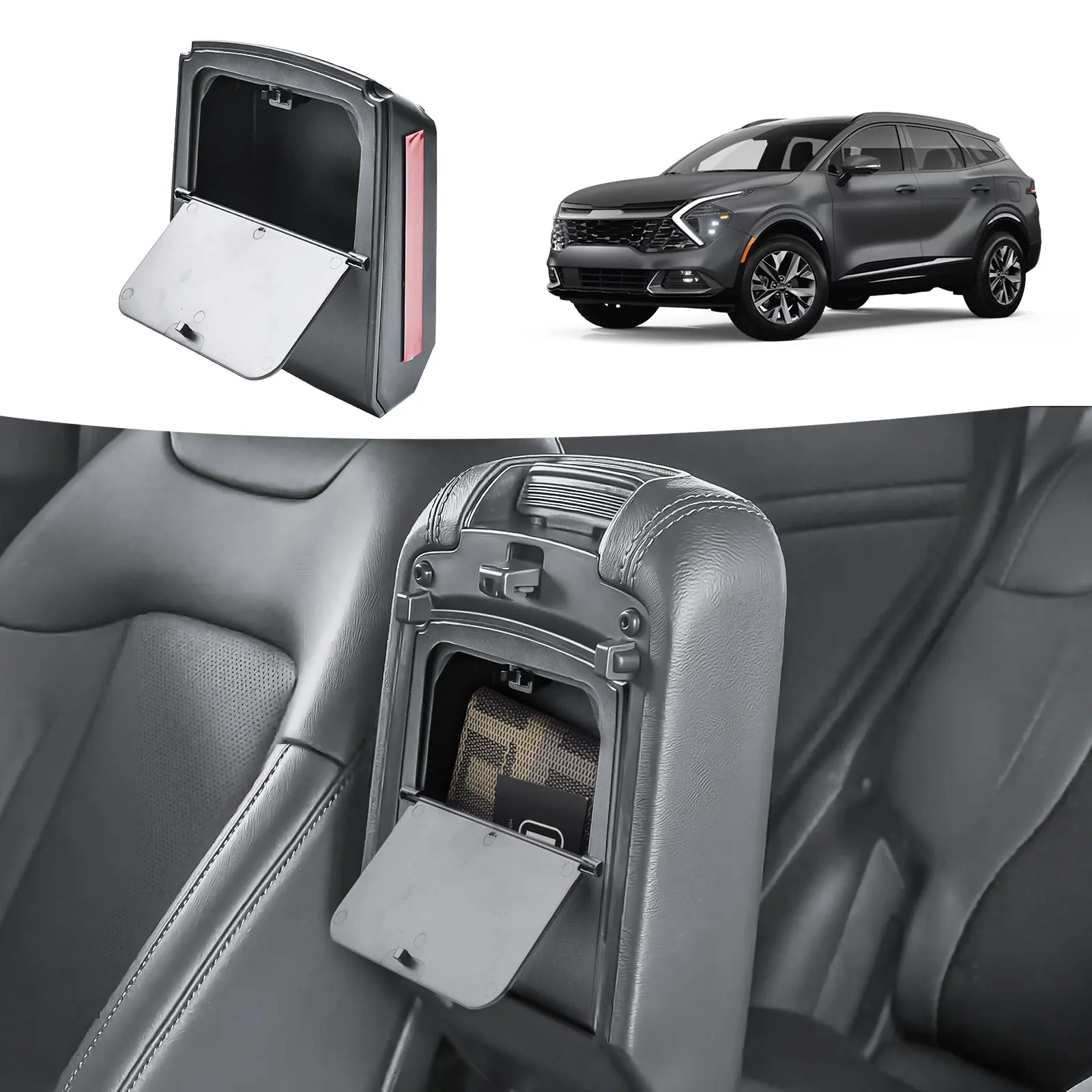 

Armrest Hidden Box Tray for 2023 2024 2025 Sportage Center Console Organizer Secret Hidden Armrest Storage Interior Accessories