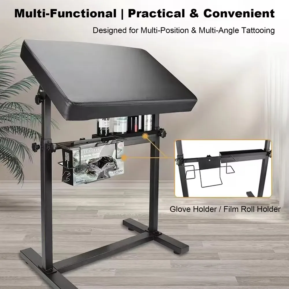 حامل مسند ذراع الوشم، مسند ذراع كبير الحجم، مسند ذراع قابل للتعديل، مسند للساق مع حامل ثلاثي القوائم للوشم، وسادة إسفنجية للذراع