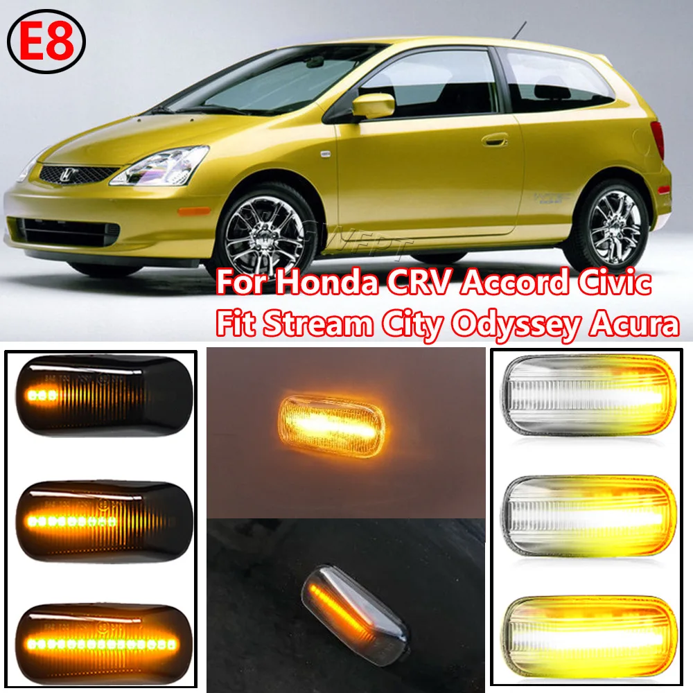 2pcs For Honda Accord Civic CR-V Fit Jazz Odyssey LED fender side light signal light