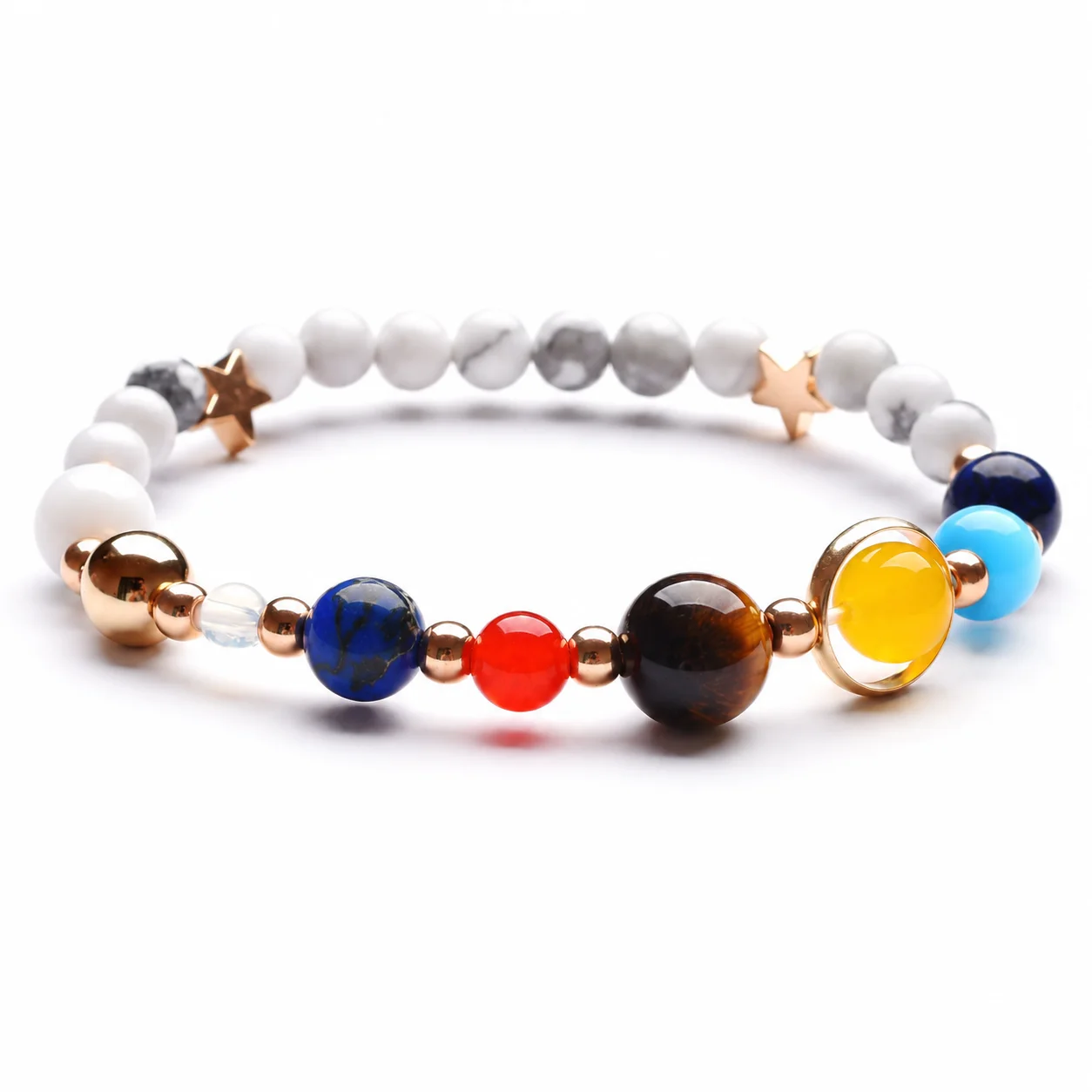 Galaxy Planet Jewelry Galaxy-Inspired Planet Beaded Bracelet Solar System Bracelet Meaningful Natural Gemstone Bracelet