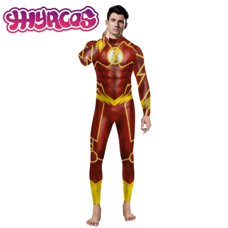 ZA01 3D-печать Flash Косплей Точечный костюм Красный Флэш Барри Косплей Аллен Костюм Красный комбинезон Зентаи с маской для взрослых MZa0@