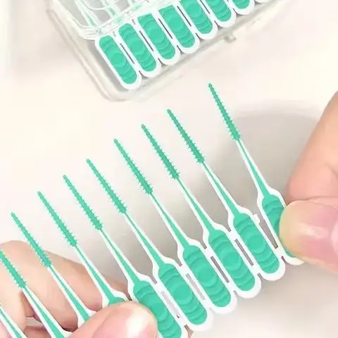 

100Pcs Dental Toothpicks Brush Disposable Interdental Silicone Brushes Between Teeth With Thread Oral Cleaning Tools