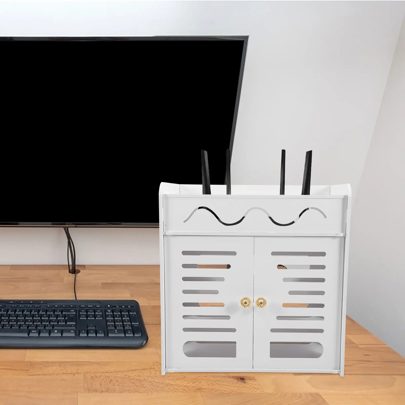 

Router Storage mounted 4 Router layer Holder White Bracket Cable Case Container Creative Storage Holder for Home Office