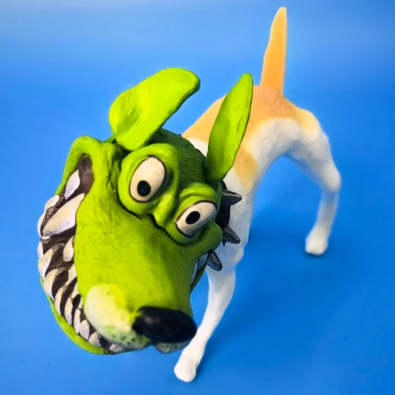 8cm/3.1in Mask Movie Milo Funny Dog Figure Green Head Collectible Statue Model for Movie Fan Desktop Table Decor Ornament Gift