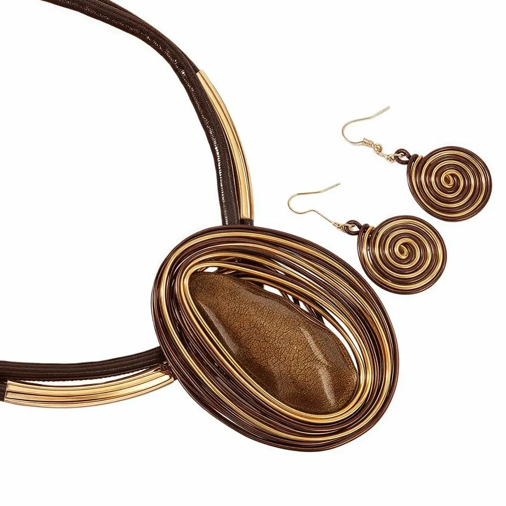 Water Drop Earrings Set Aluminum Wire Handmade Braided Jewelry Set Lightweight Resin Gems Earring Combo Women's Accessories
