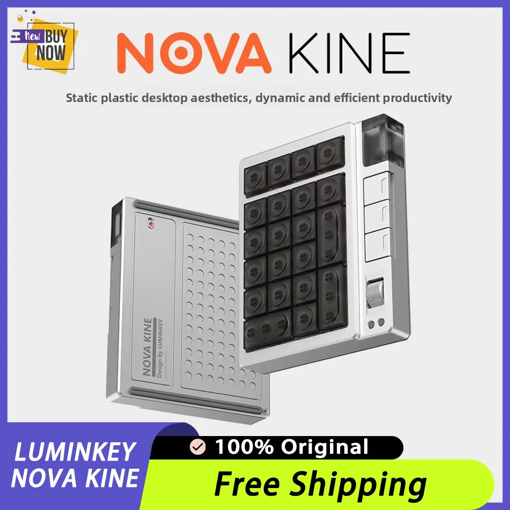 LUMINKEY NOVA KINE Hot Swappable Numpad 7-in-1 Modular Layout QMK/VIA Tri-Mode Wireless Horizontal Knob 3000mAh Custom Macro Pad