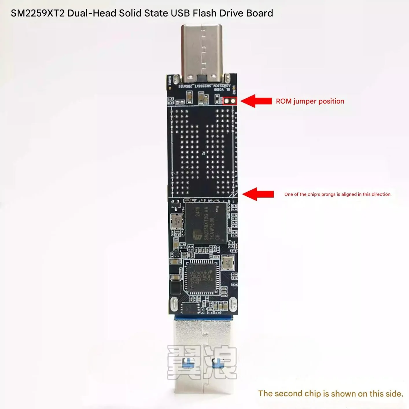 

Плата контроллера флэш-накопителя USB Silicon Motion SM2259XT2 Двухпортовый интерфейс USB-A + Type-C Скорость передачи данных 10 Гбит/с Двухсторонняя сторона