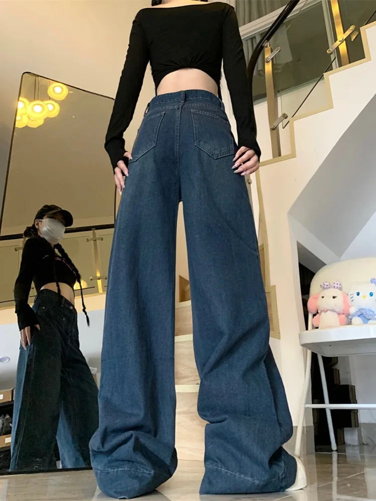 Jean pleine longueur pour femme, coupe Harajuku, conception de niche délavée, style coréen, rue haute chic, Ins 03/coréen, filles cool, printemps et automne