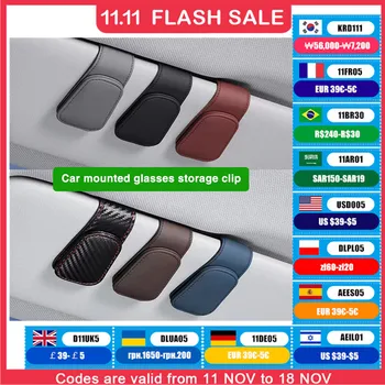 黒のPUレザーカーサングラスクリップ、サンバイザーカード、クリエイティブな多機能、磁気吸引、安定した、便利な収納クリップ、bl