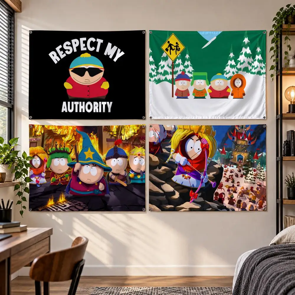 Cartoon S-South Park Flags Banner Decor for Bedroom,Garden,Party,Club,Gaming Room,Indoor Outdoor