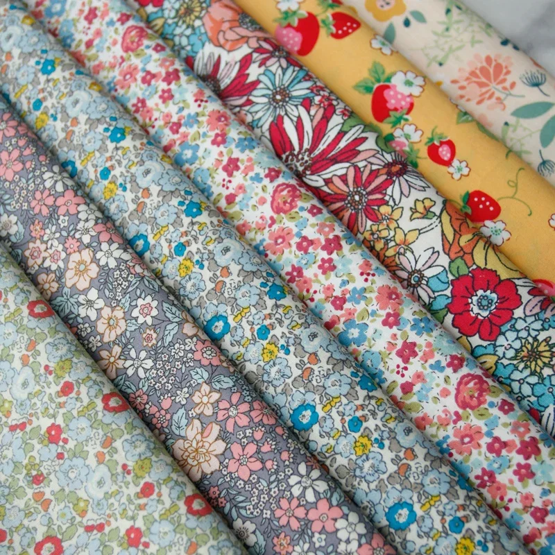 Pastoral Floral Plain Cotton Fabric, DIY Children\'s Wear Cloth, Make Clothes, Home Decoration, 150g per m, 140x50cm