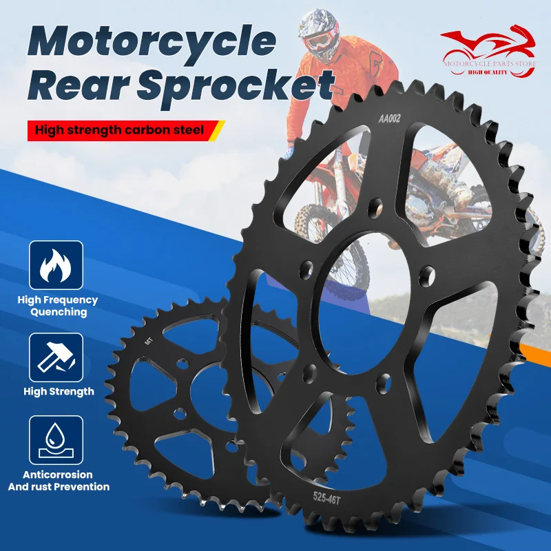 525 42T 44T 46T Rear Sprocket For Benelli Road 500 Leoncino 17-18 TRK502 17-20 BN302 15-21 TNT600 TRK 502 BN 302 TNT 600