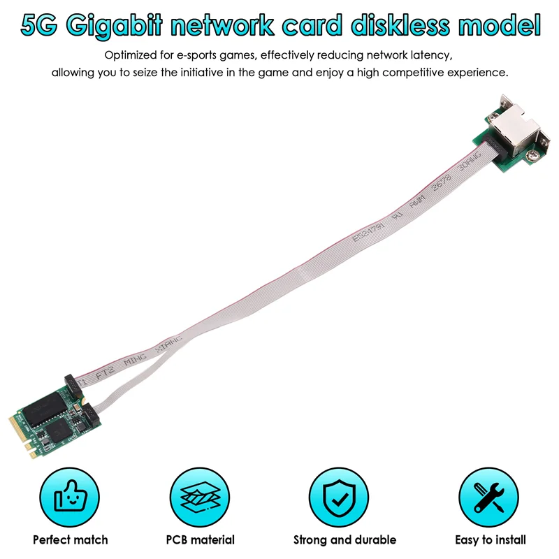 -AS58 RTL8126 Chip M.2 A+E KEY Ethernet Card, 5Gbps RJ45 Gigabit Network, Supports PXE Diskless Boot For Win10/8/7