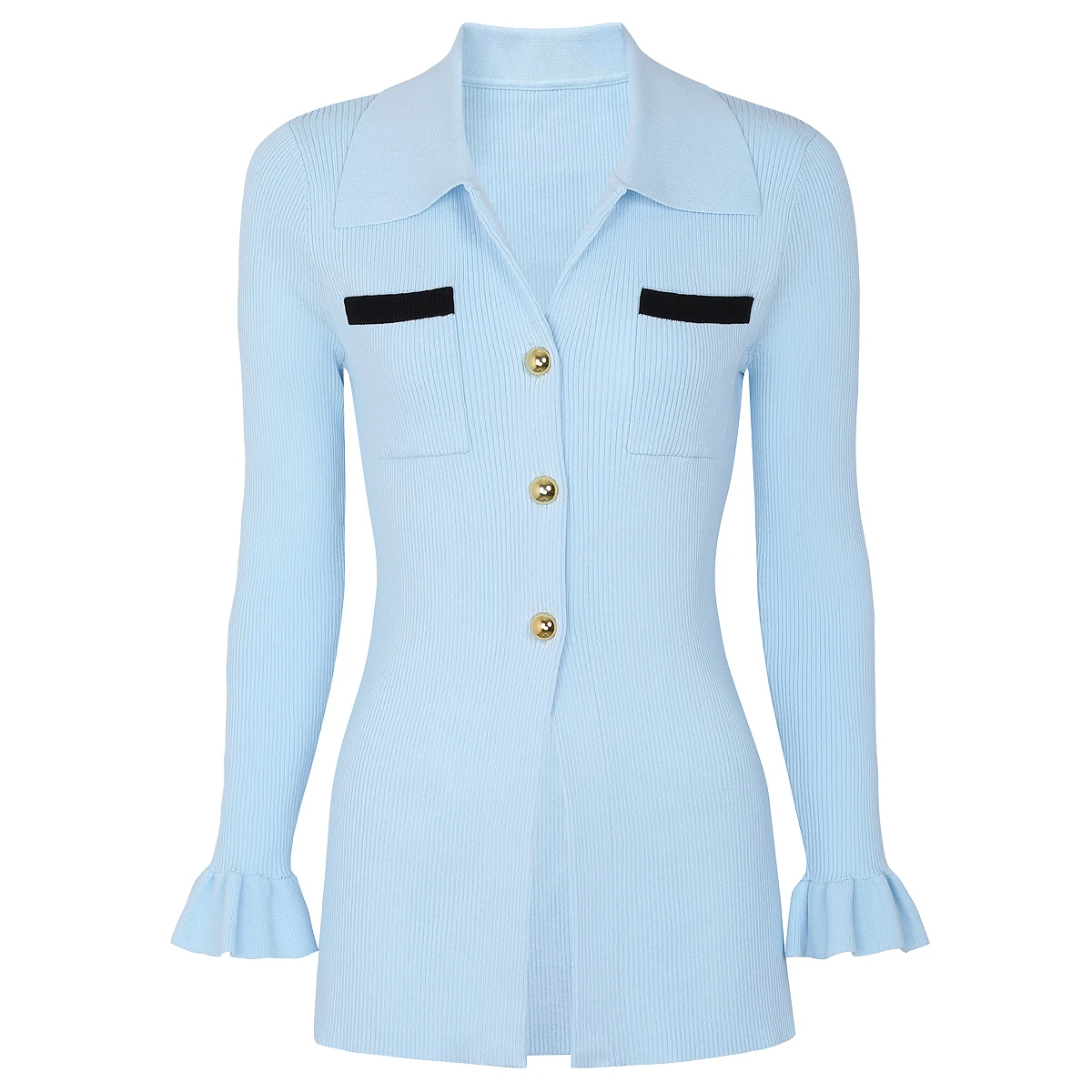 

High Quality Spring And Autumn New Style Fashionable Temperament Socialite Knitted Women's Long Sleeved Lapel Cardigan Jacket