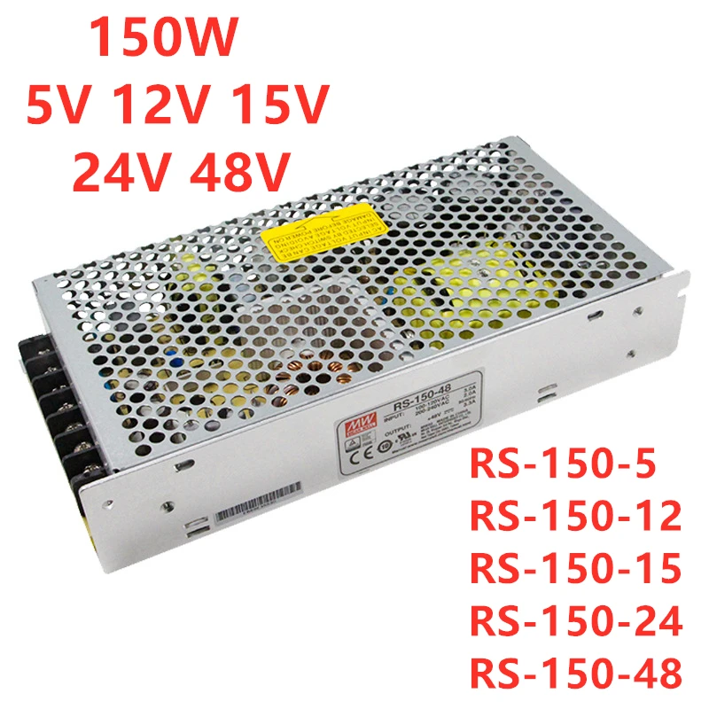 

MEAN WELL 150W 5V 12V 15V 24V 48V Single Output Switching Power Supply RS-150-5 RS-150-12 RS-150-15 RS-150-24 RS-150-48