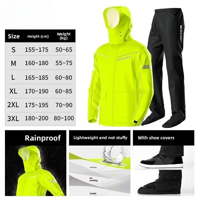 MOTOWOLF Motorcycl Riding Raincoat Woman Men Suit Split Waterproof Rainstorm Rally Riding Wear Split Single Rider Rain Coat - view 6
