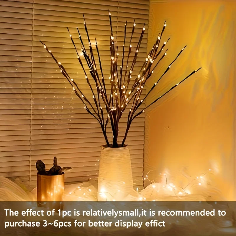 1Pcs LED Tree Branch Light Battery Powered Operated Bendable Twig Branch Lights for Party Coffee Store Festivals Home Decoration
