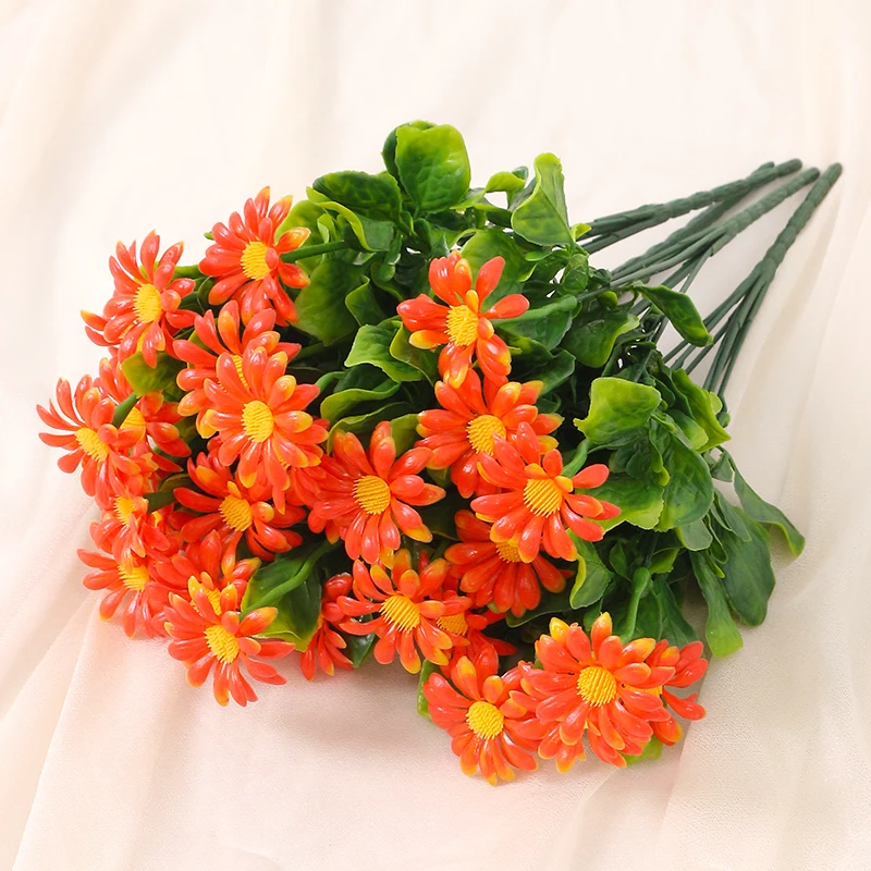 33cm Kunstbloemen Madeliefjes UV-bestendig Kleurvast Plastic Planten Thuis Bruiloft Windows Outdoor Decor DIY Kunstbloemen