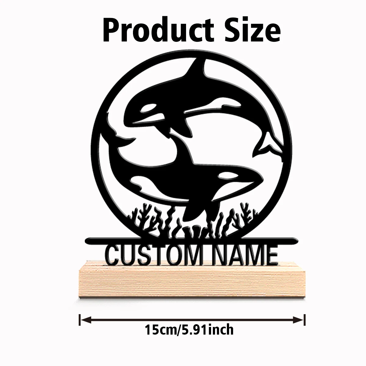 1pc Fashion Personalized Custom Orca Wooden Base Bar Decor for Kitchen Dining Room Modern Rustic Themes Halloween decorations view 2