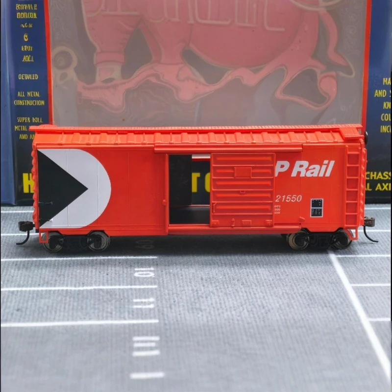 

HO Type 1/87 Toy Train, Container Car Freight Carriage Metal 40 Feet Red Model Carriage Boy's Toy Gift