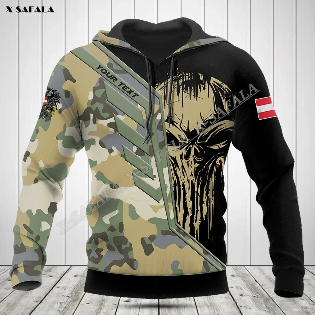 Austria Camo Flag Army Veteran 3D Print Spring Autumn Hoodie Men's Outwear Shirt Pullover Hooded Sweatshirt Jersey Casual