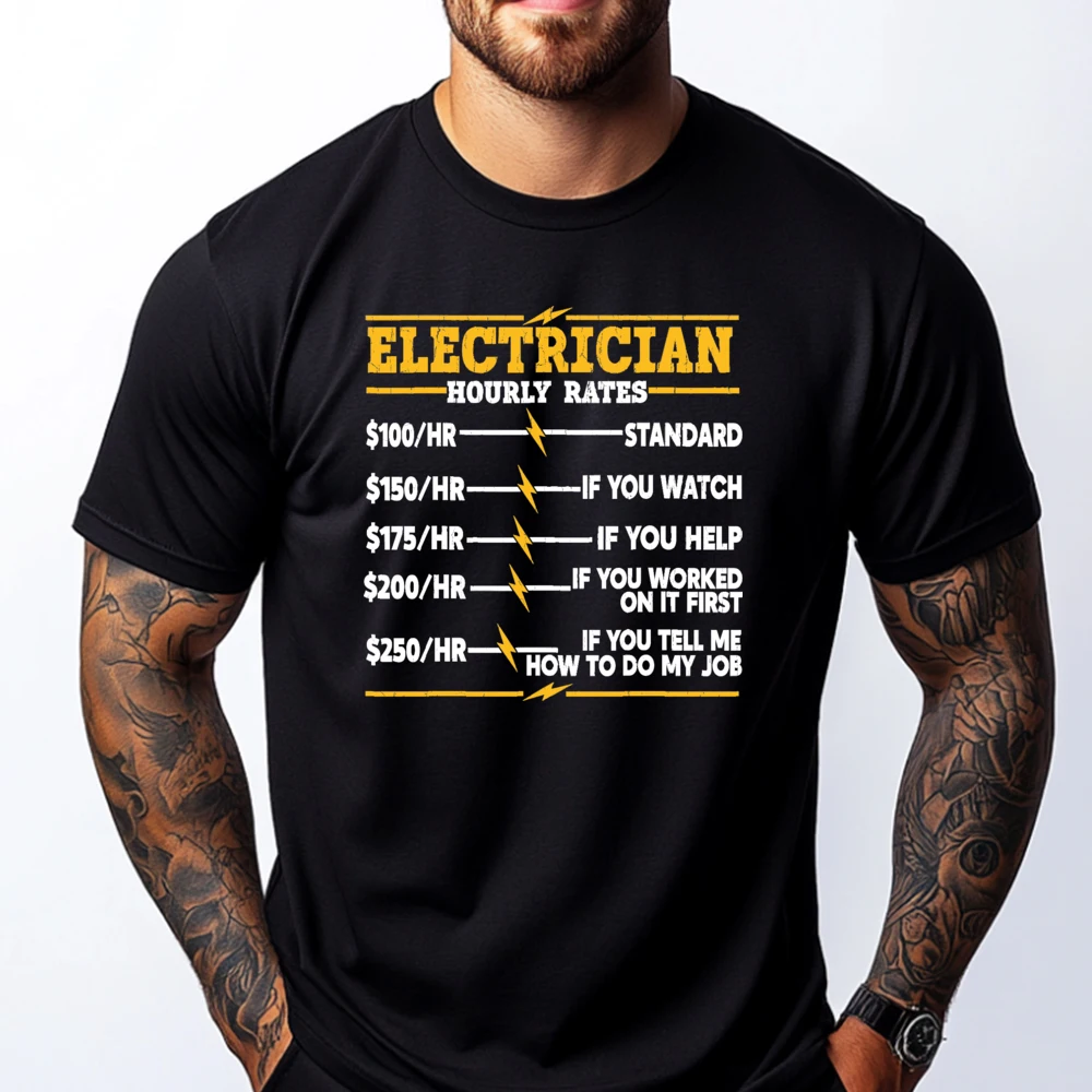 

Electrician Hourly Rates Anime T Shirts Camiseta Masculina Valentine's Day Gift T-Shirts Men