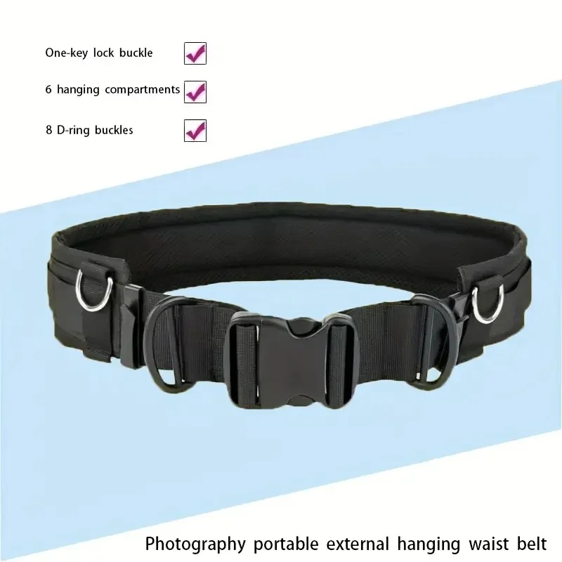 DSLR Camera Waist Belt,Multi-Functional Outdoor Photography Accessory for SLR/DSLR,Tripods,Flashlights,Water Bottles image 5
