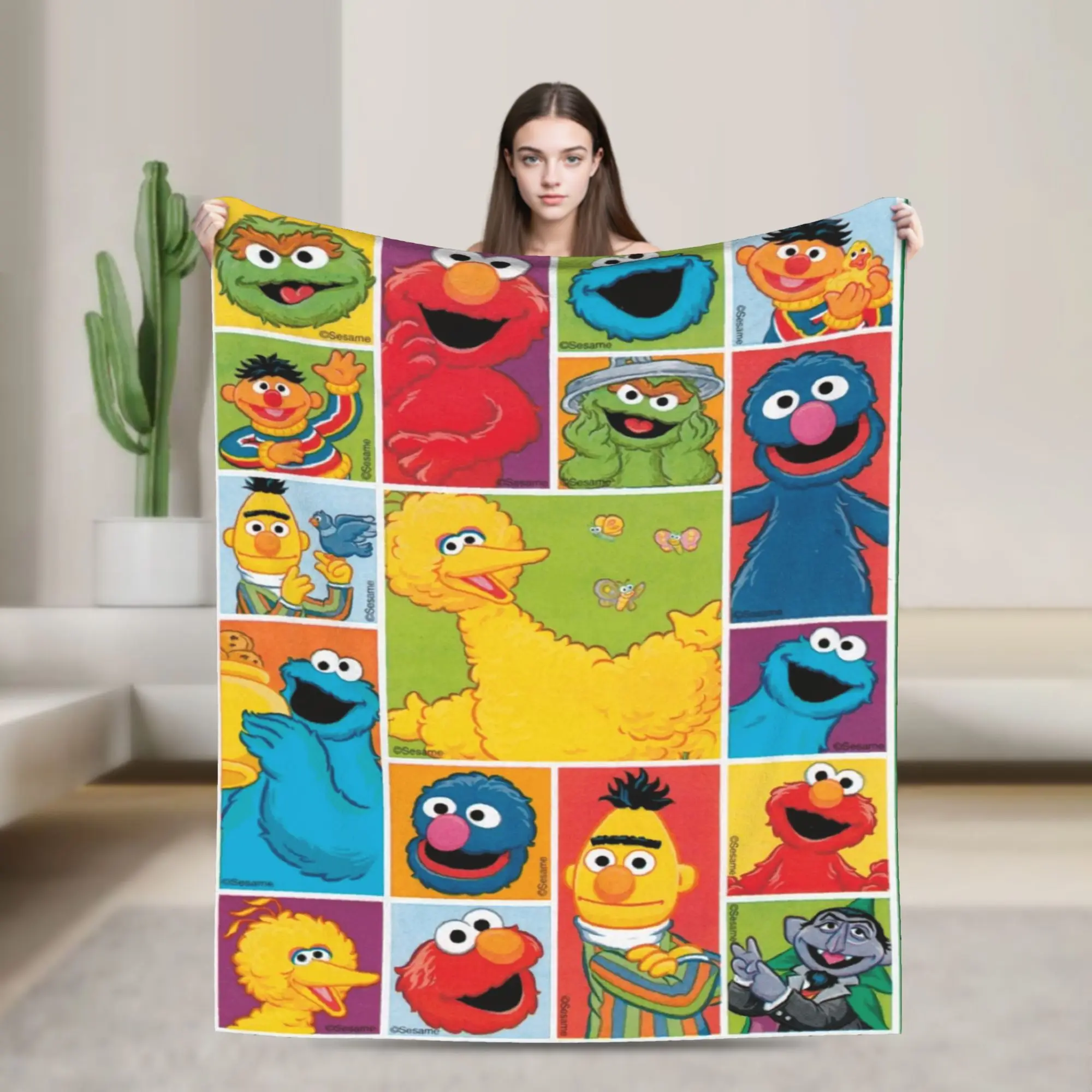 Sesames Streets Blanket  Soft Warm Comfortable Plush Throw Blanket For Girls Boys Couch Chair Flannel Bedspread Bed Cover
