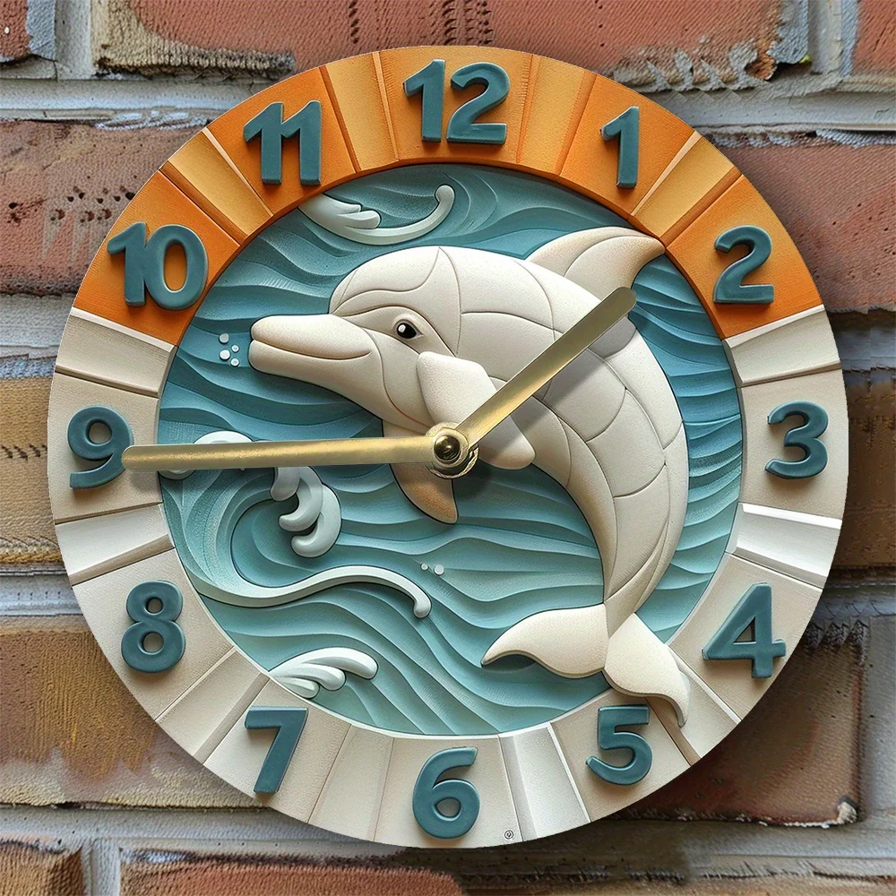 

Silent Aluminum Wall Clock with Dolphin Design - Perfect for Bedroom Decor & Father'S Day Gift Wall Clock Modern Design