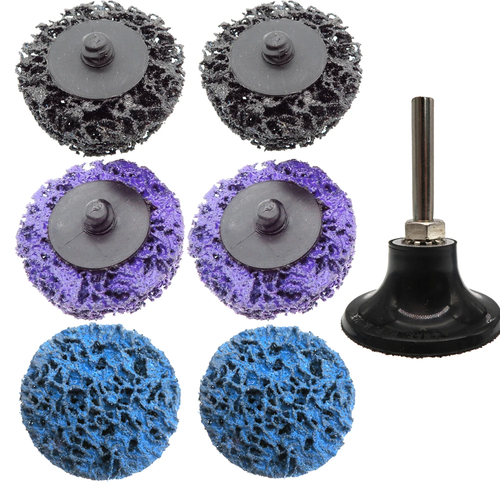 7 Pcs 50mm Poly Strip Disc Abrasive Wheel Set Clean Grinding Wheels with Holder Paint Rust Removal Clean For Angle Grinder