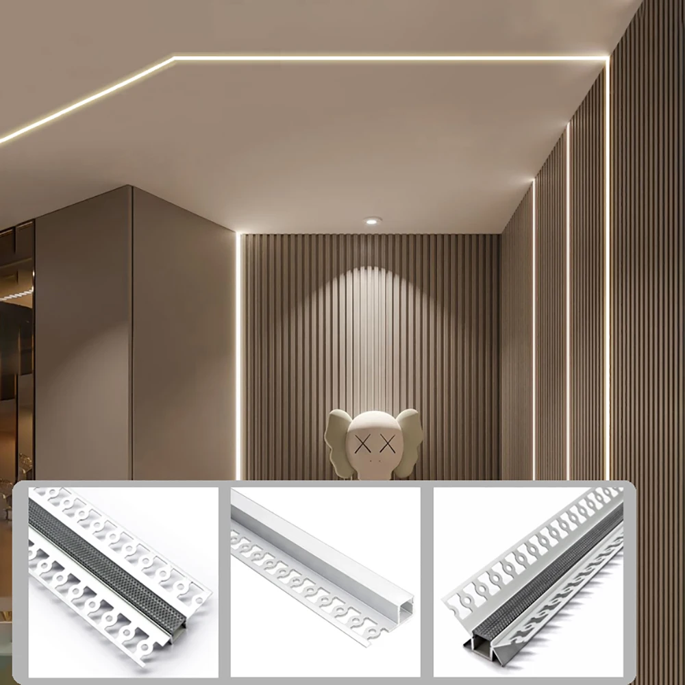 

1M Aluminum Led Profile Recessed Led Bar Strip diffuser Channel Holder for Ceiling Wall Decor Linear lights Indirect Lighting