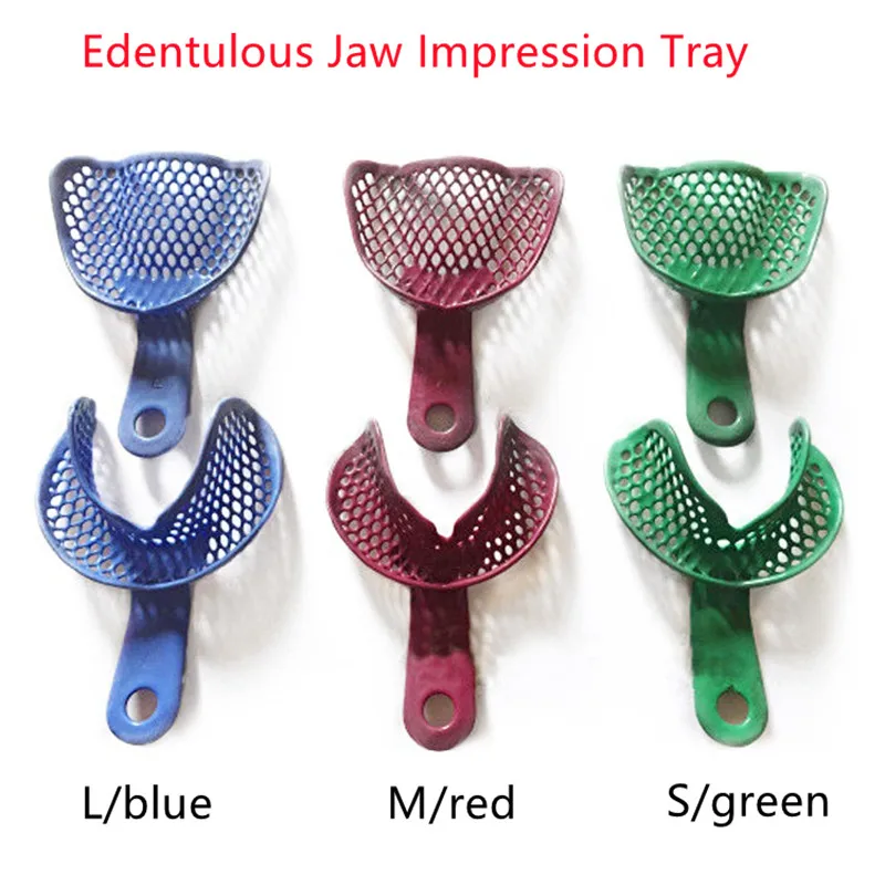 2Pcs Dental Impression Trays Edentulous Jaw Impression Tray Oral Plastic-Steel Teeth Holder Dentistry Impression Material Tools