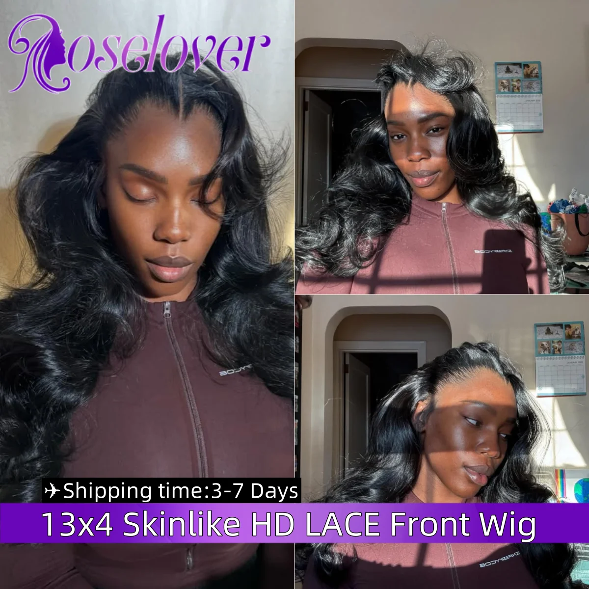 

Rose Lover 13x4 HD LACE Full Frontal Wig 250% Density Pre Plucked Wear to Go Glueless Wig Nature Color Human Hair